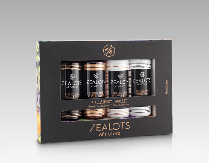 ZEALOTS Hair & Body Care set  cotton & green tea 4x100ml